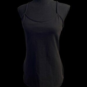 Lululemon Racerback Tank Top Women 10 black build in sportbra pilates yoga